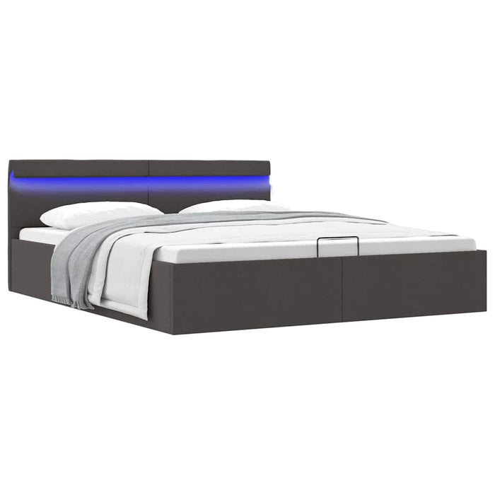 Cadru pat hidraulic cu LED, gri închis, 180x200 cm, textil - WALTI WALTI