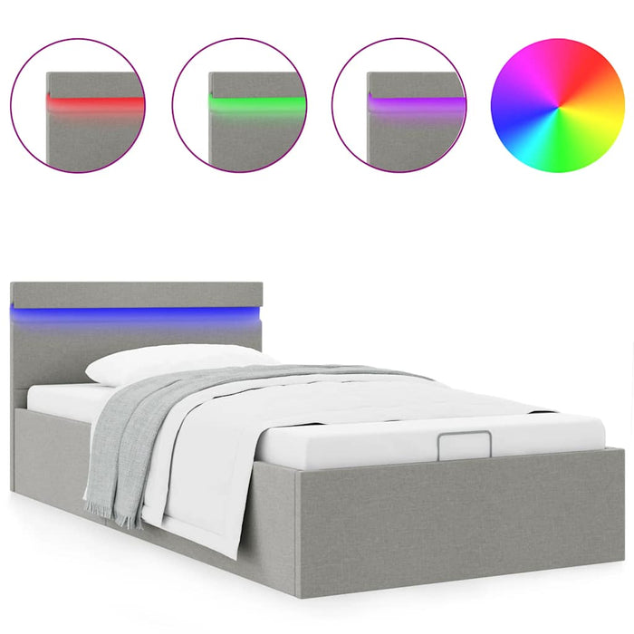Cadru pat hidraulic ladă&LED gri deschis 100x200 cm textil - WALTI WALTI