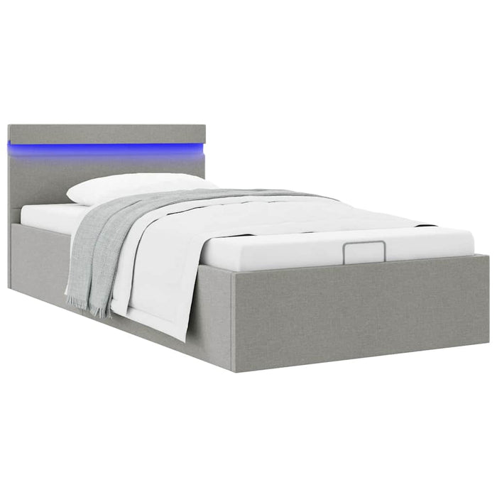 Cadru pat hidraulic ladă&LED gri deschis 100x200 cm textil - WALTI WALTI