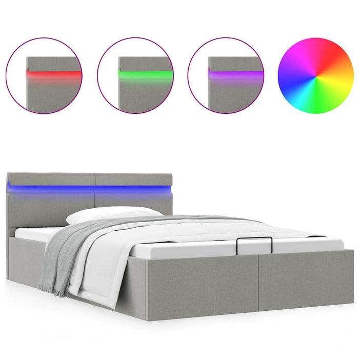 Cadru pat hidraulic ladă LED gri deschis 120x200 cm textil - WALTI WALTI