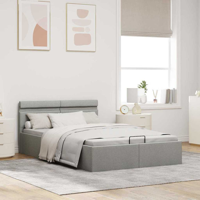 Cadru pat hidraulic ladă LED gri deschis 120x200 cm textil - WALTI WALTI