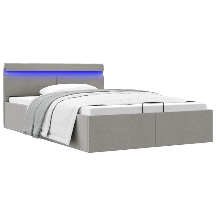Cadru pat hidraulic ladă LED gri deschis 120x200 cm textil - WALTI WALTI