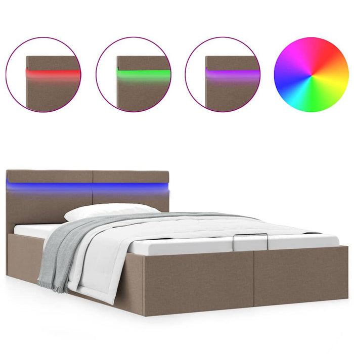 Cadru pat hidraulic depozitare LED gri taupe 120x200 cm textil - WALTI WALTI