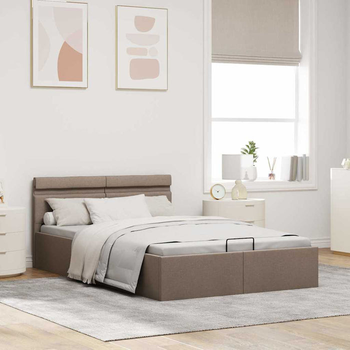 Cadru pat hidraulic depozitare LED gri taupe 120x200 cm textil - WALTI WALTI