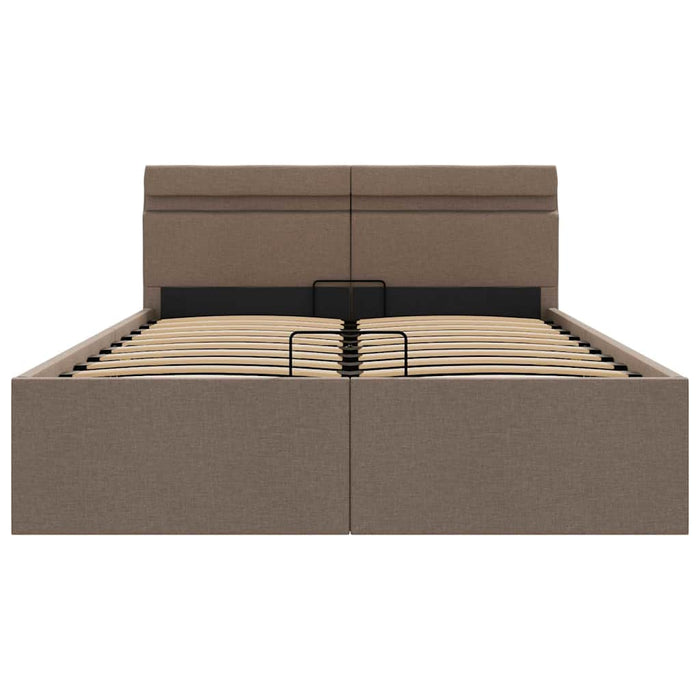 Cadru pat hidraulic depozitare LED gri taupe 120x200 cm textil - WALTI WALTI