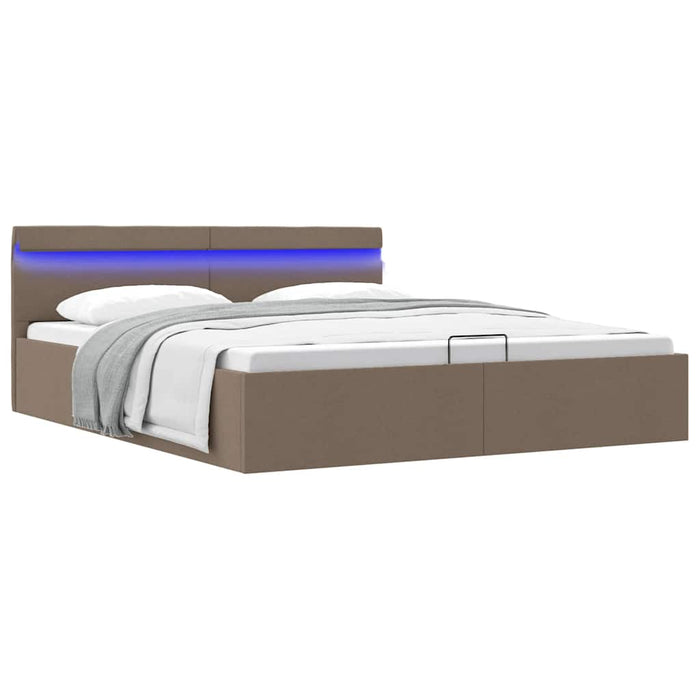Cadru pat hidraulic cu ladă și LED gri taupe 160x200 cm textil - WALTI WALTI