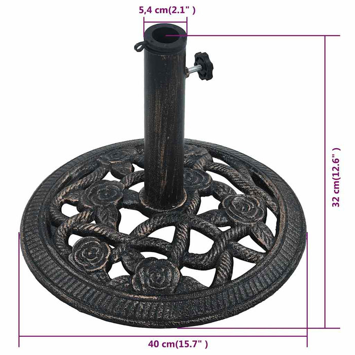 Suport de umbrelă, negru și bronz, 9 kg, fontă, 40 cm - WALTI WALTI
