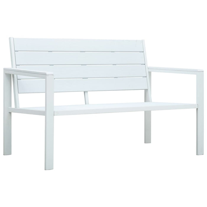 Bancă de grădină, alb, 120 cm, aspect de lemn, HDPE - WALTI WALTI