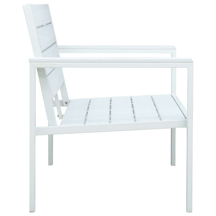 Bancă de grădină, alb, 120 cm, aspect de lemn, HDPE - WALTI WALTI