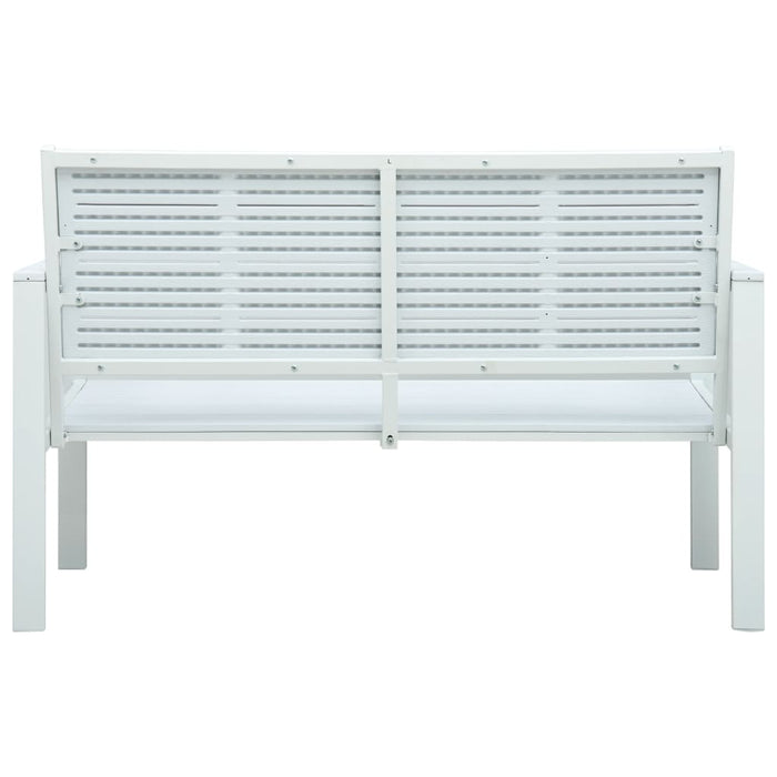 Bancă de grădină, alb, 120 cm, aspect de lemn, HDPE - WALTI WALTI