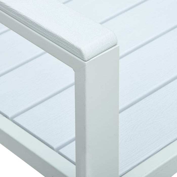 Bancă de grădină, alb, 120 cm, aspect de lemn, HDPE - WALTI WALTI
