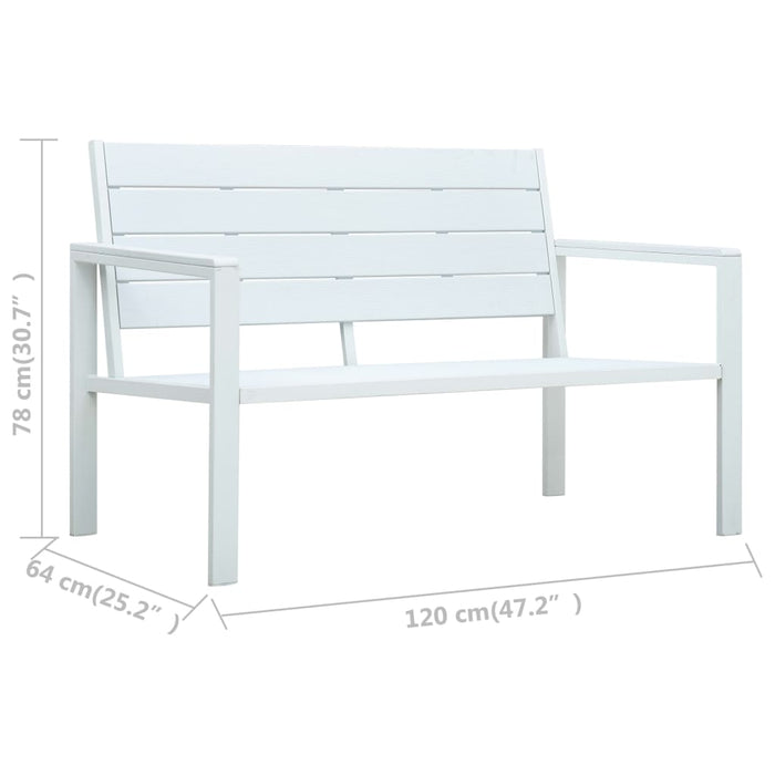 Bancă de grădină, alb, 120 cm, aspect de lemn, HDPE - WALTI WALTI