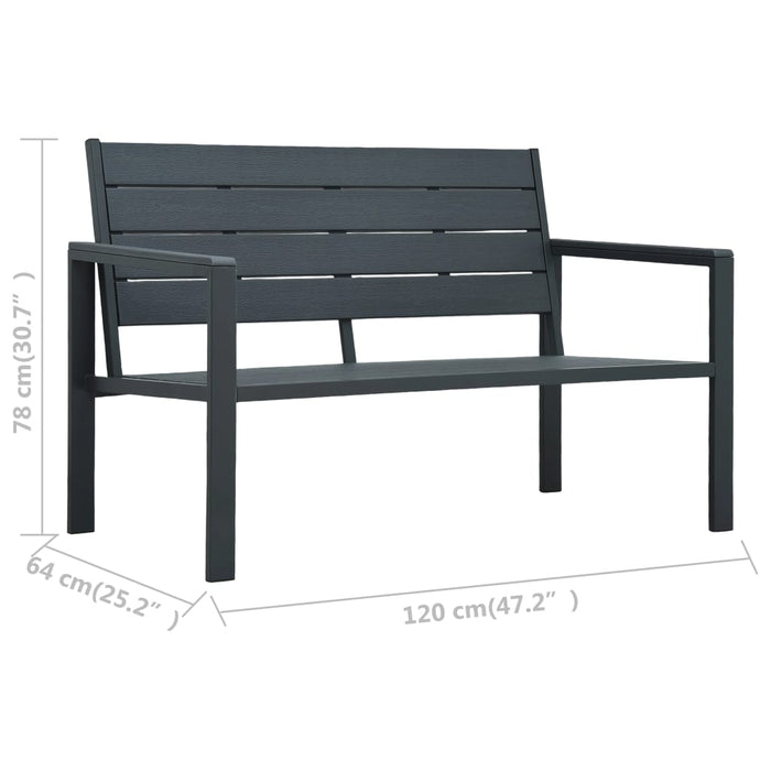 Bancă de grădină, gri, 120 cm, HDPE, aspect de lemn - WALTI WALTI