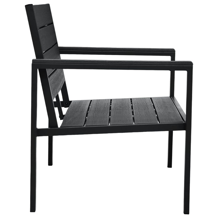 Bancă de grădină, negru, 120 cm, aspect de lemn, HDPE - WALTI WALTI