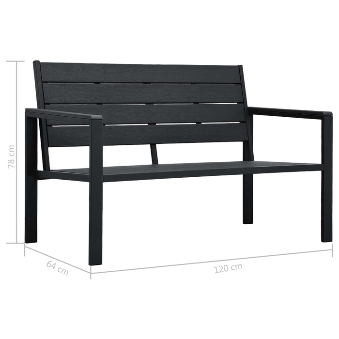 Bancă de grădină, negru, 120 cm, aspect de lemn, HDPE - WALTI WALTI