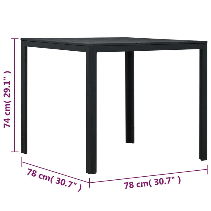 Măsuță de cafea, negru, 78x78x74 cm, HDPE, aspect lemn - WALTI WALTI