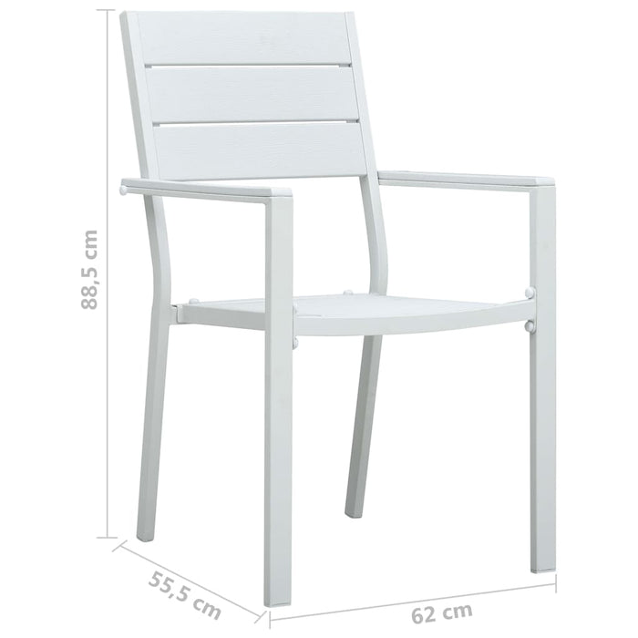 Scaune de grădină, 4 buc., alb, HDPE, aspect lemn - WALTI WALTI