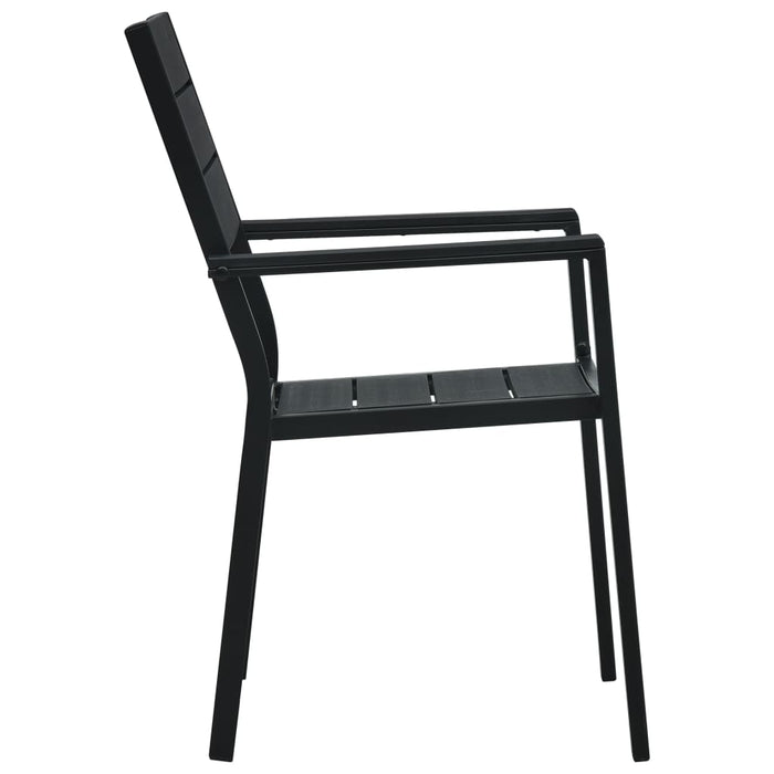 Scaune de grădină, 2 buc., negru, HDPE, aspect lemn - WALTI WALTI