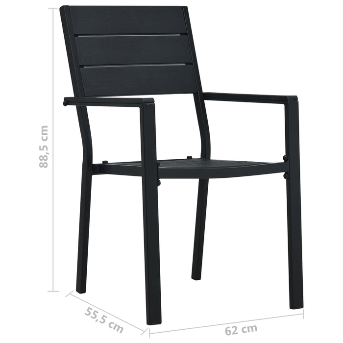 Scaune de grădină, 2 buc., negru, HDPE, aspect lemn - WALTI WALTI