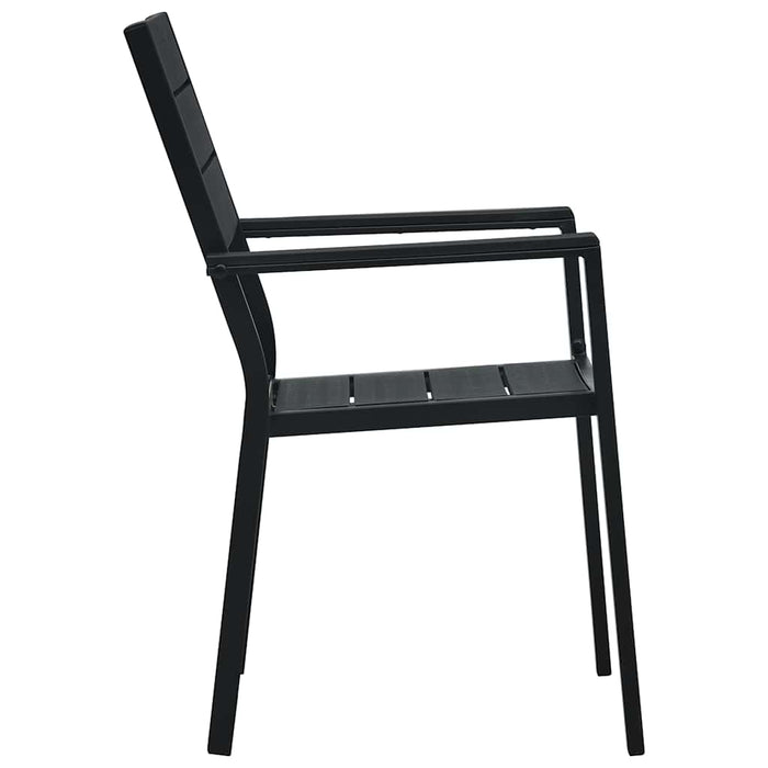 Scaune de grădină, 4 buc., negru, HDPE, aspect lemn - WALTI WALTI