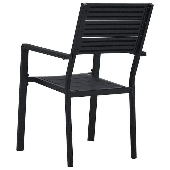 Scaune de grădină, 4 buc., negru, HDPE, aspect lemn - WALTI WALTI