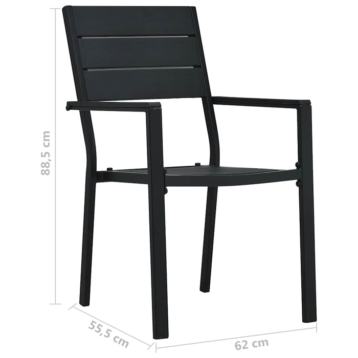 Scaune de grădină, 4 buc., negru, HDPE, aspect lemn - WALTI WALTI