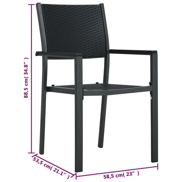 Scaune de grădină, 4 buc., negru, plastic, aspect ratan - WALTI WALTI