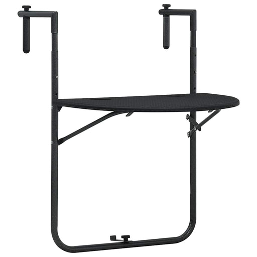 Masă balcon suspendată negru 60x64x83,5 cm plastic aspect ratan - WALTI WALTI