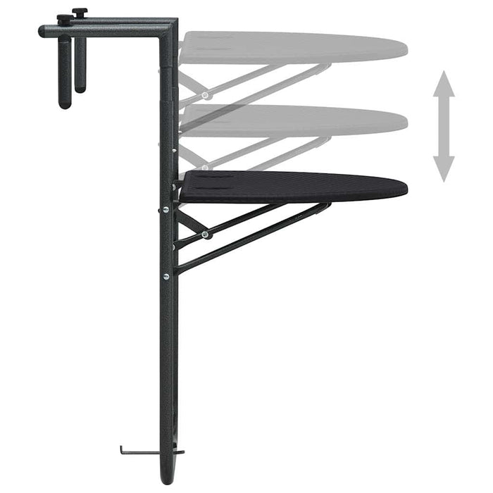 Masă balcon suspendată negru 60x64x83,5 cm plastic aspect ratan - WALTI WALTI