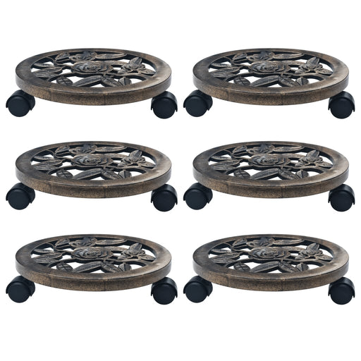 Suporturi de plante cu role, 6 buc., bronz, 30 cm, plastic - WALTI WALTI