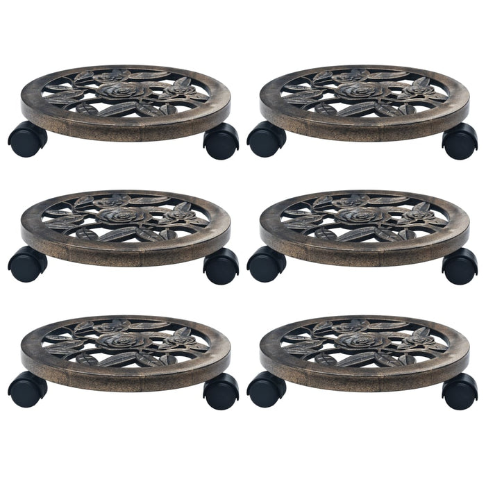 Suporturi de plante cu role, 6 buc., bronz, 30 cm, plastic - WALTI WALTI