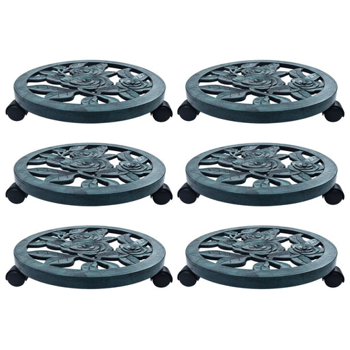 Suporturi de plante cu role, 6 buc., verde, 38 cm, plastic - WALTI WALTI