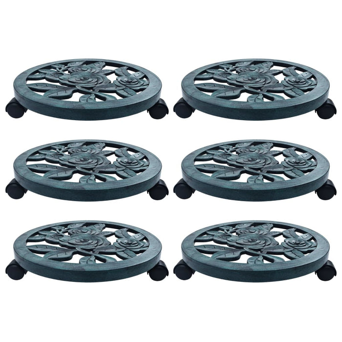 Suporturi de plante cu role, 6 buc., verde, 38 cm, plastic - WALTI WALTI