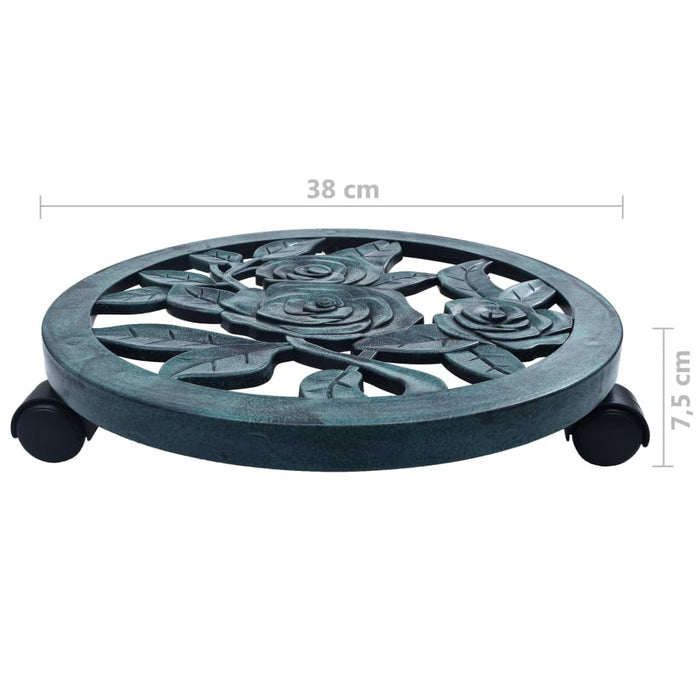 Suporturi de plante cu role, 6 buc., verde, 38 cm, plastic - WALTI WALTI
