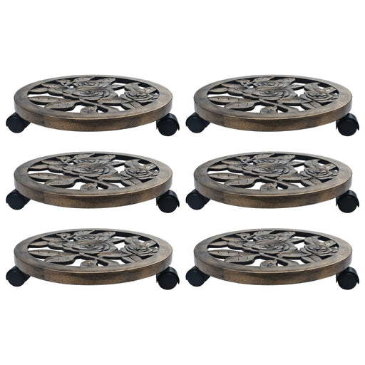 Suporturi de plante cu role, 6 buc., bronz, 38 cm, plastic - WALTI WALTI