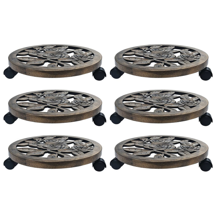 Suporturi de plante cu role, 6 buc., bronz, 38 cm, plastic - WALTI WALTI