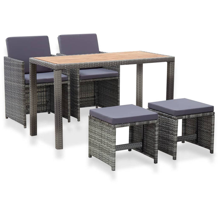 Set mobilier de exterior 5 piese antracit poliratan și acacia - WALTI WALTI