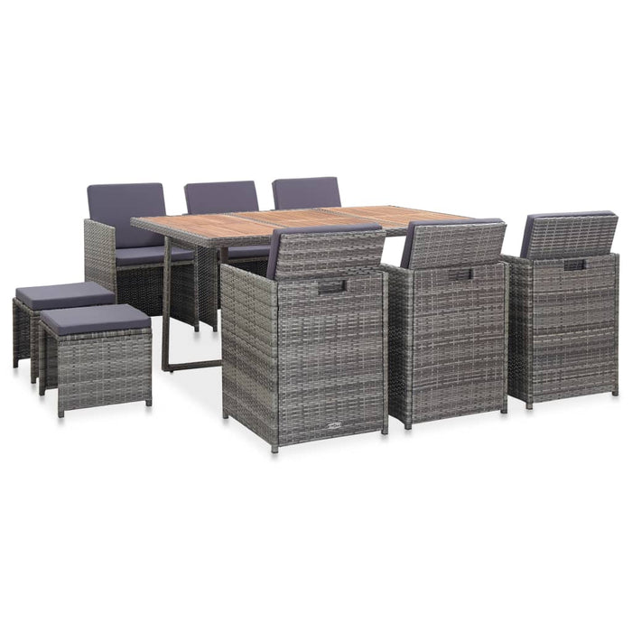 Set mobilier de exterior 11 piese antracit poliratan și acacia - WALTI WALTI
