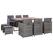 Set mobilier de exterior 11 piese antracit poliratan și acacia - WALTI WALTI