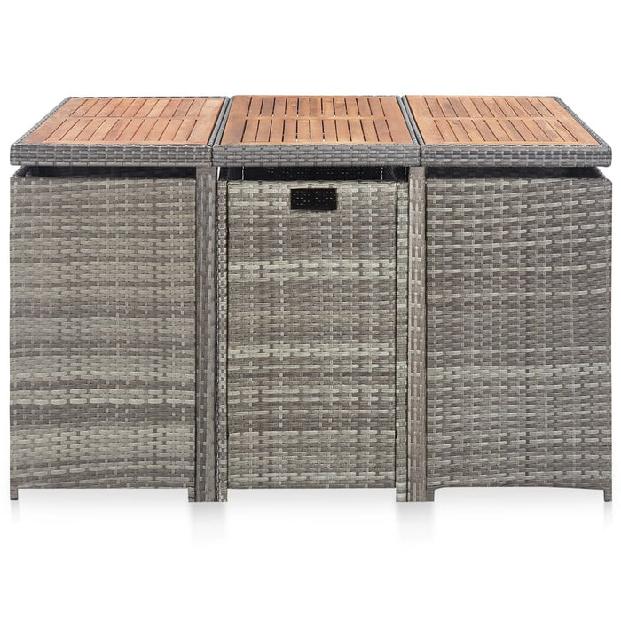 Set mobilier de exterior 11 piese antracit poliratan și acacia - WALTI WALTI