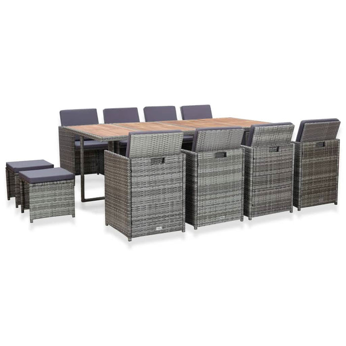 Set mobilier de exterior 13 piese antracit poliratan și acacia - WALTI WALTI