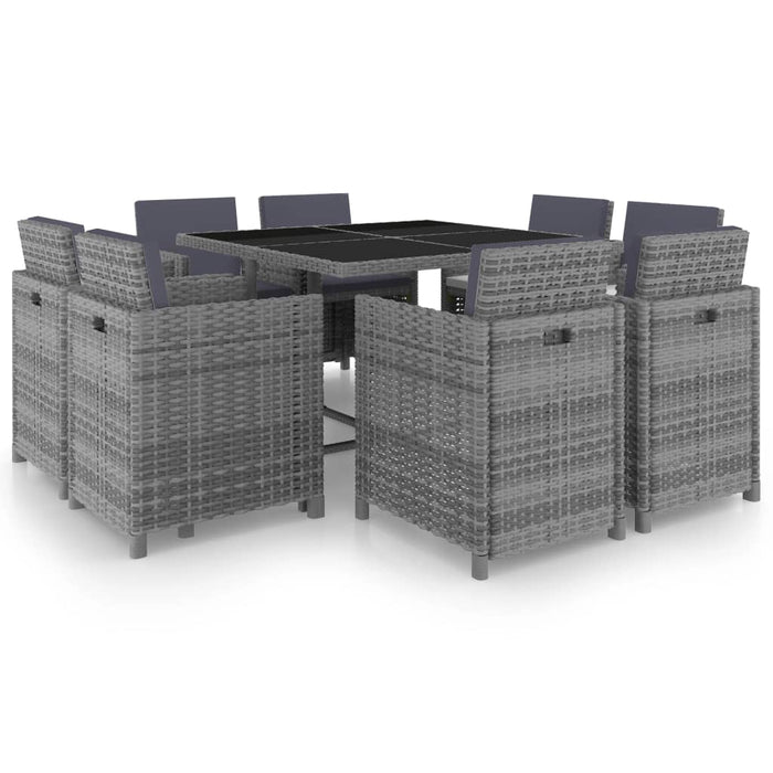 Set mobilier de exterior cu perne, 9 piese, antracit, poliratan - WALTI WALTI