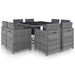 Set mobilier de exterior cu perne, 9 piese, antracit, poliratan - WALTI WALTI