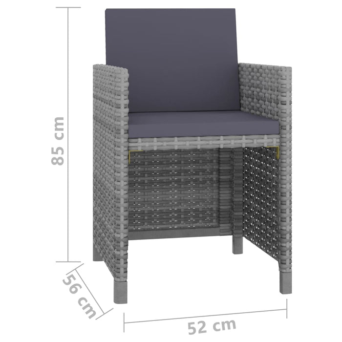 Set mobilier de exterior cu perne, 9 piese, antracit, poliratan - WALTI WALTI