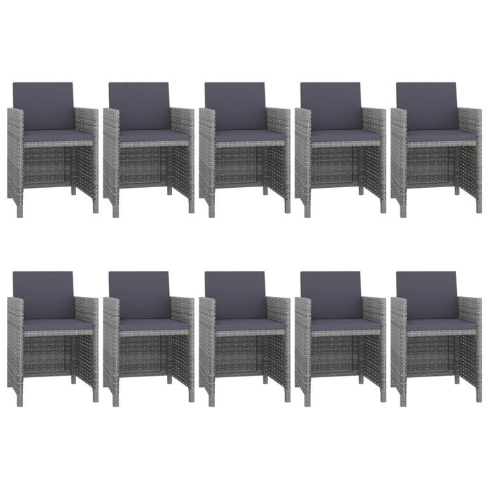 Set mobilier de exterior cu perne, 11 piese, gri, poliratan WALTI