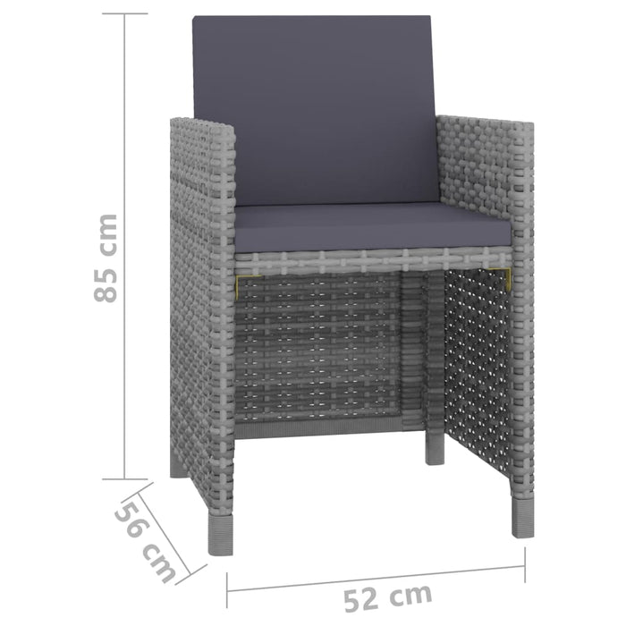 Set mobilier de exterior cu perne, 11 piese, gri, poliratan WALTI