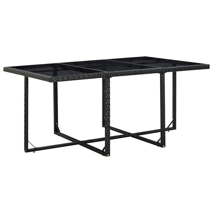 Set mobilier de exterior cu perne, 11 piese, negru, poliratan WALTI