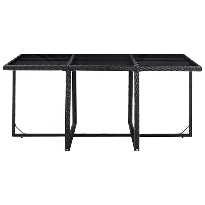 Set mobilier de exterior cu perne, 11 piese, negru, poliratan WALTI