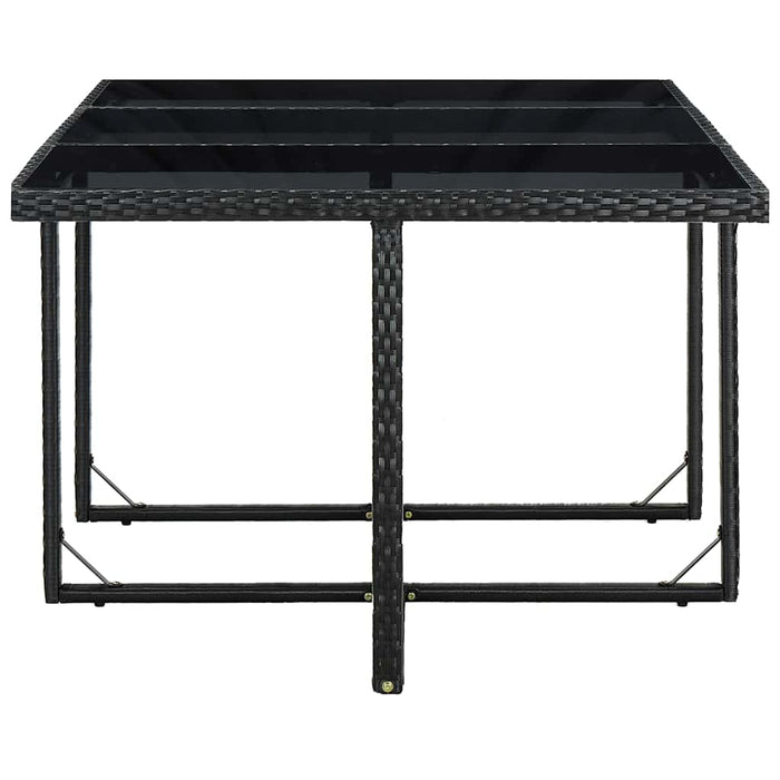 Set mobilier de exterior cu perne, 11 piese, negru, poliratan WALTI