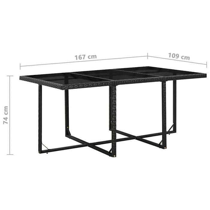 Set mobilier de exterior cu perne, 11 piese, negru, poliratan WALTI